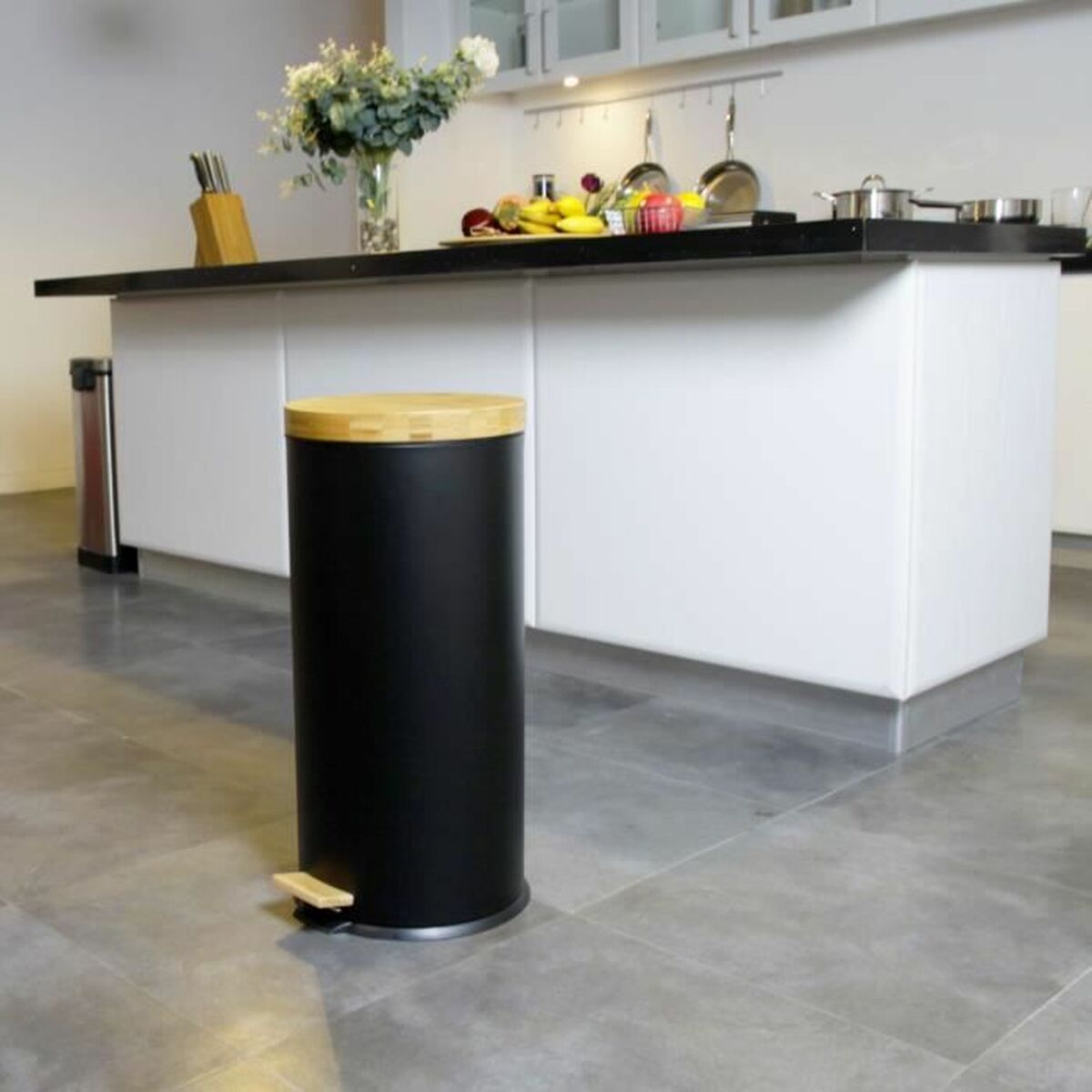Secchio per la Spazzatura Kitchen Move Nero Nero opaco 30 L